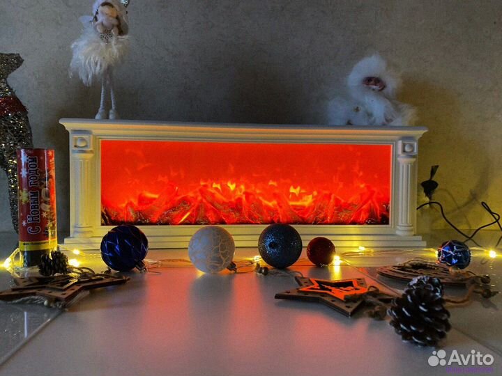 Декоративный камин настольный белый