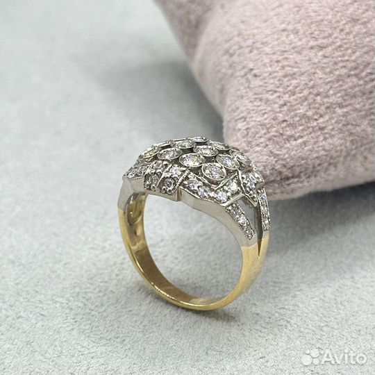 Золотое кольцо СССР с бриллиантами 1,13 ct 750