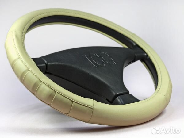 Оплетка для руля Складка M(37-38см) экокожа беж