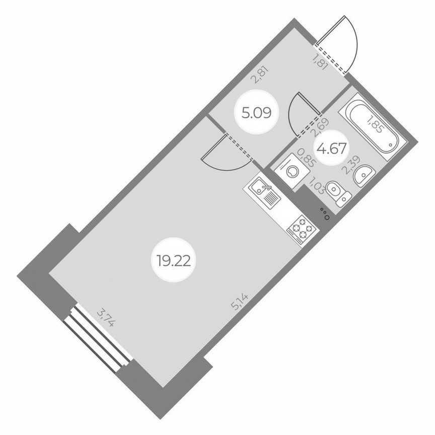 Квартира-студия, 28 м², 2/20 эт.
