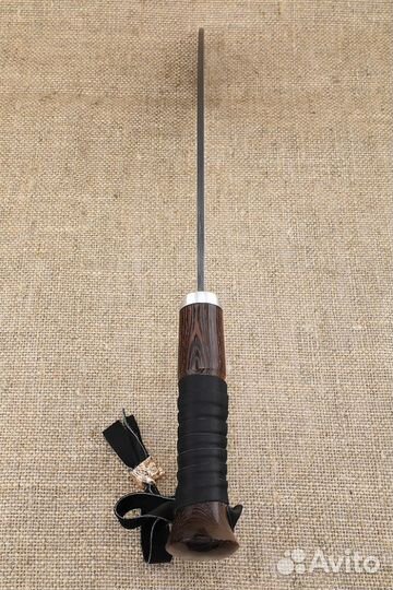 Нож Мачете №7 дамаск рукоять венге оплетка из кожи