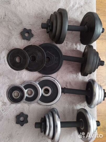 Гантели обрезиненные и хром