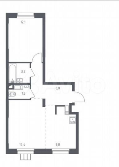2-к. апартаменты, 49,4 м², 15/17 эт.