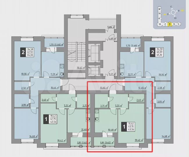 1-к. квартира, 43,6 м², 6/10 эт.