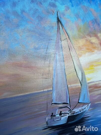 Картина маслом Парусник на закате