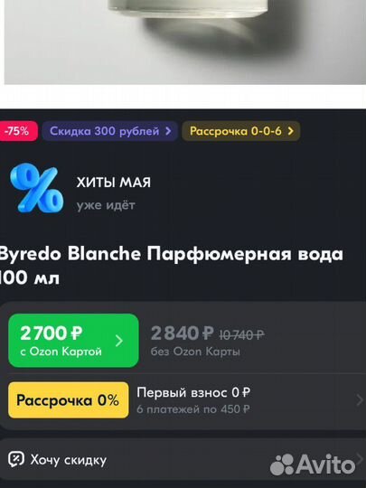 Парфюмерная вода byredo blanche