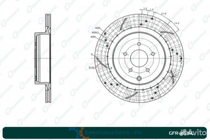 Диск тормозной перфорированный вентилируемый G-brake GFR-21136L левый