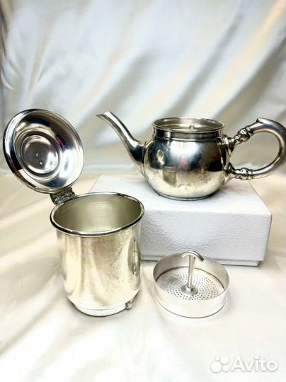 Чайник/ кофейник френч- пресс, посеребренный