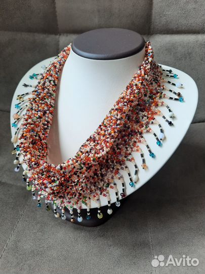 Колье косынка на шею из бисера