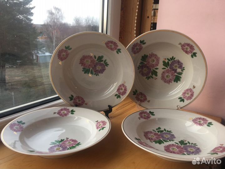 Тарелки суповые Барановка фарфор СССР 4 штуки