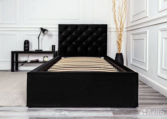 Кровать 80х200 черный велюр