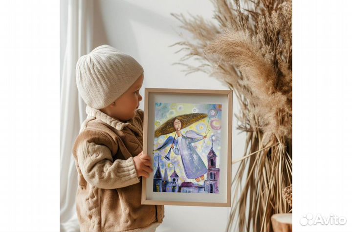 Картина Ангел и Лето городской пейзаж мало 40х30