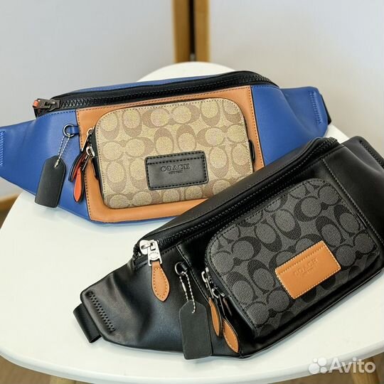 Поясная сумка Coach из канвы и кожи