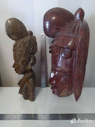 Африканская маска и бюст из дерева