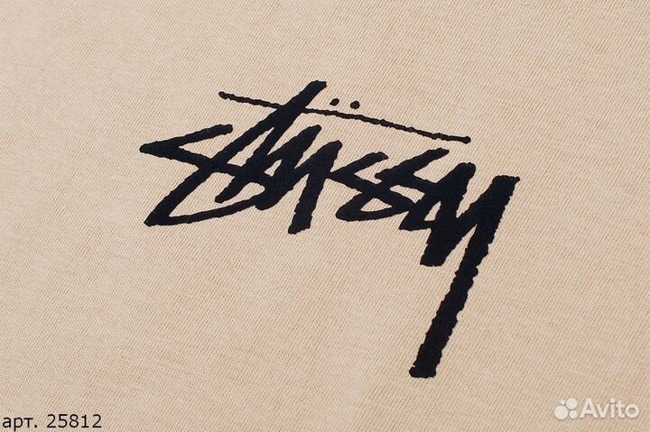 Футболка Stussy big front logo Бежевая