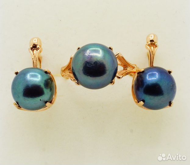 Загадка Таити золотой гарнитур с жемчугом