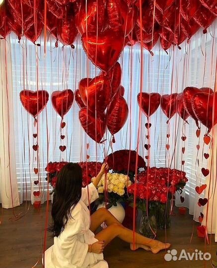 Воздушные шары/шарики сердца гелиевые
