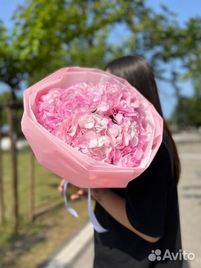 Розовая гортензия, букет из гортензий