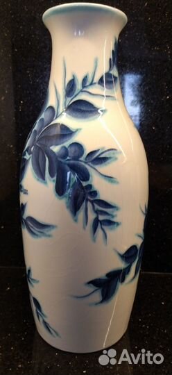 Редкая ваза синие цветы 32см фарфор, кобальтовая Р