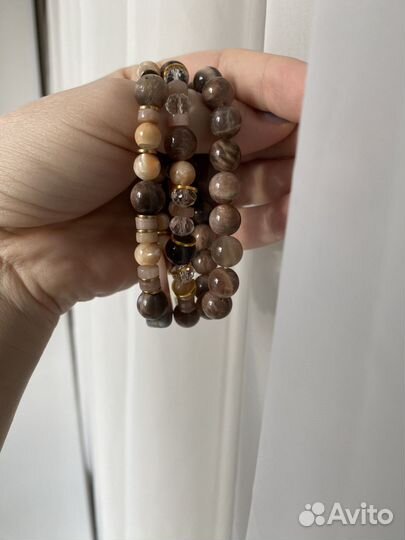 Браслет из черного лунного камня