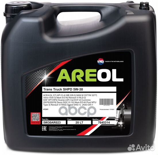Areol Trans Truck shpd 5W-30 (20L) масло моторн