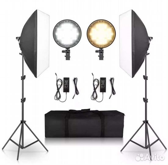 Комплект постоянного света (софтбоксы, светодиоды)