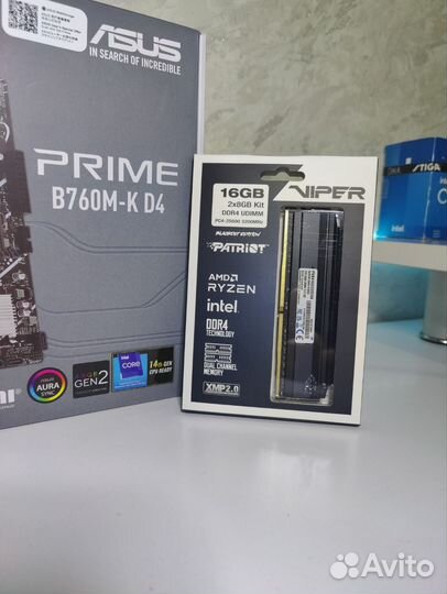 Новый комплект i5 12400f+b760 asus+32gb ddr4+кулер