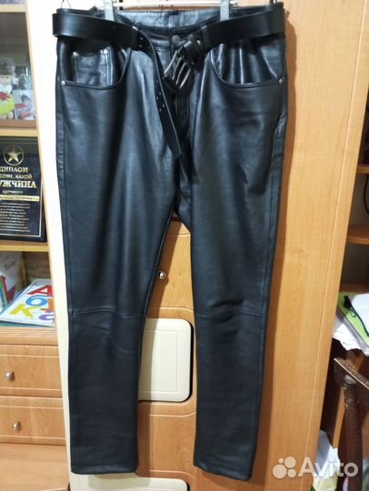 Брюки кожаные мужские