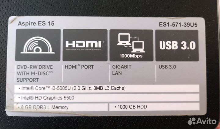 Ноутбук Acer Aspire ES1-571-39U5