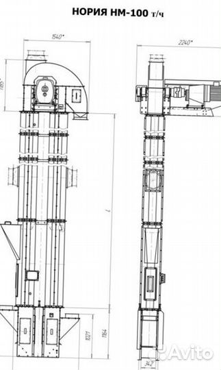 Элеватор зерновой Нория 50 т/ч
