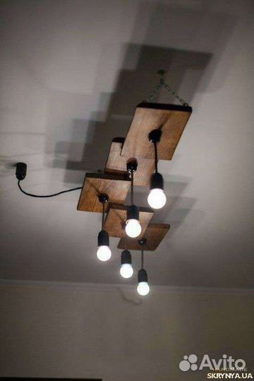 Лампы в стиле лофт дерево