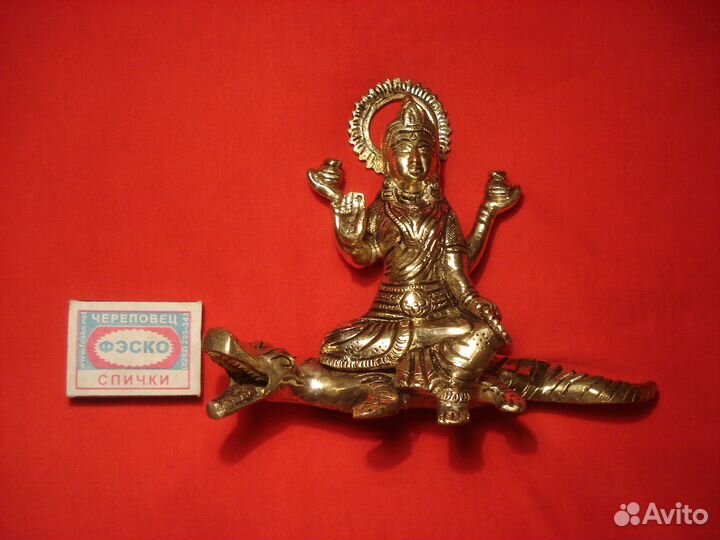 Божество Богиня Ганга Индия Чеканка Латунь 19см