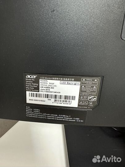 Монитор Acer 24 дюйма безрамочный