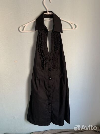 Черное платье-сарафан на пуговицах, vintage/retro