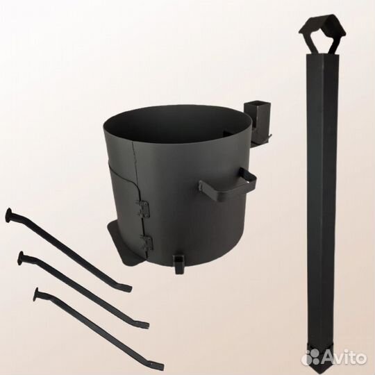 Печь с дверцей и трубой под казан 12 литра