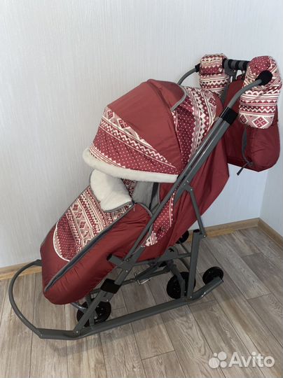 Детские санки коляска с колесами