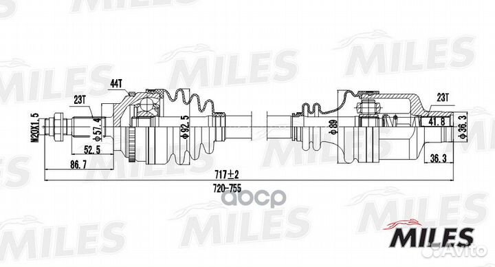 Привод в сборе правый renault clio II/kangoo 1.5D