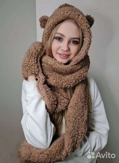 Снуд+шапка меховой с ушками Argo Exsclusiv