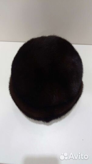 Женская норковая шапка, р.56-57, темно-коричневая