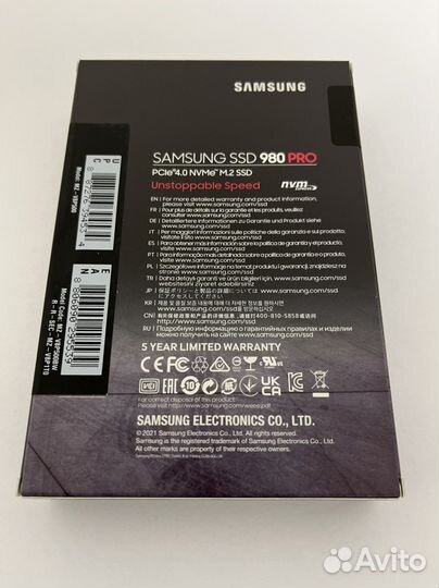 Новый SSD Samsung ssd 980 pro 500gb