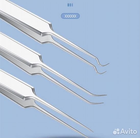 Супертонкий пинцет из нерж стали 3 формы с чехлом