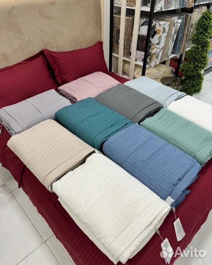 Постельное белье с одеялом страйп сатин vlctoria’S