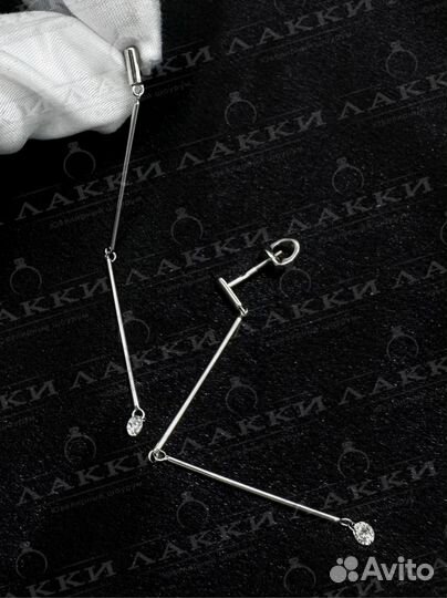 Золотые серьги пусеты с бриллиантами 585 / 2.28 гр