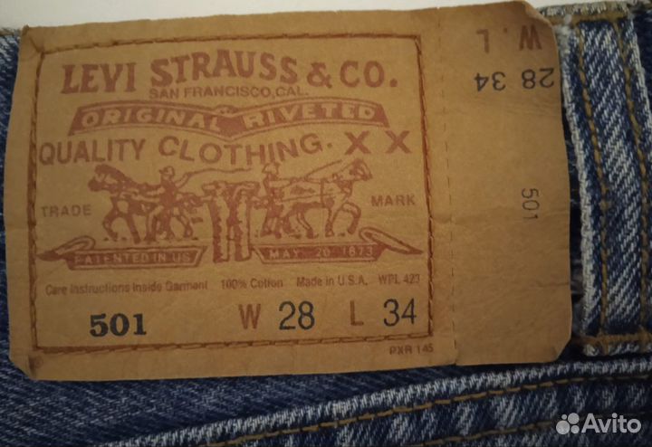 Женские джинсы Levis 501 W28L34 размер 42