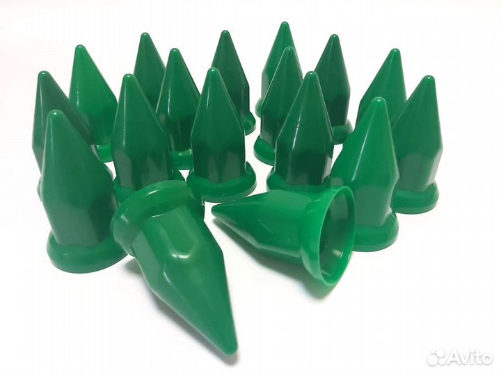 Колпачки на колеса пики 32/33мм зеленые (к-т 20шт)