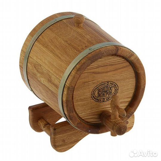 Жбан дубовый 3 л. с деревянным краном на подставке