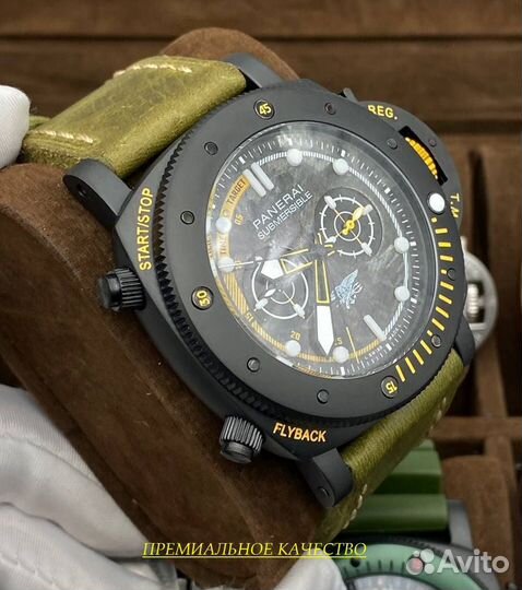 Тяжелые мужские часы Panerai Submersible с гаранти