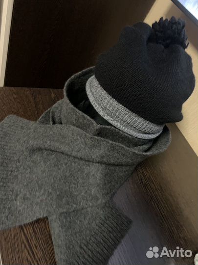 Шапка и шарф шерсть новое унисекс