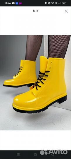 Новые женские резиновые сапоги на шнуровке, 36 р