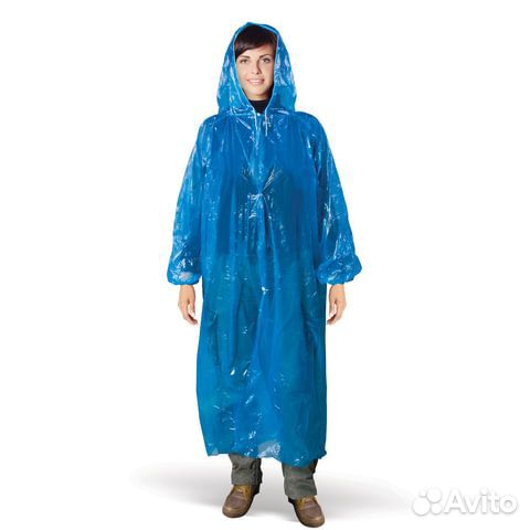 Дождевик плащ c капюшоном, на кнопках, полиэтилен